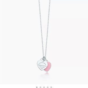 Return to Tiffany® Pink Double Heart Tag Pendant in Silver, Mini